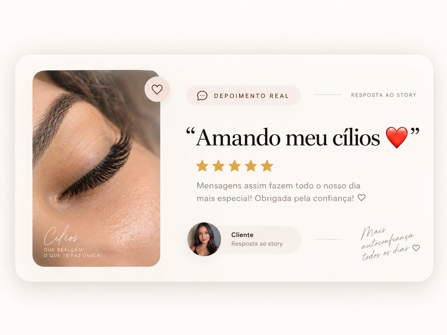 Avaliação de cliente: Amando meu cílios ❤️