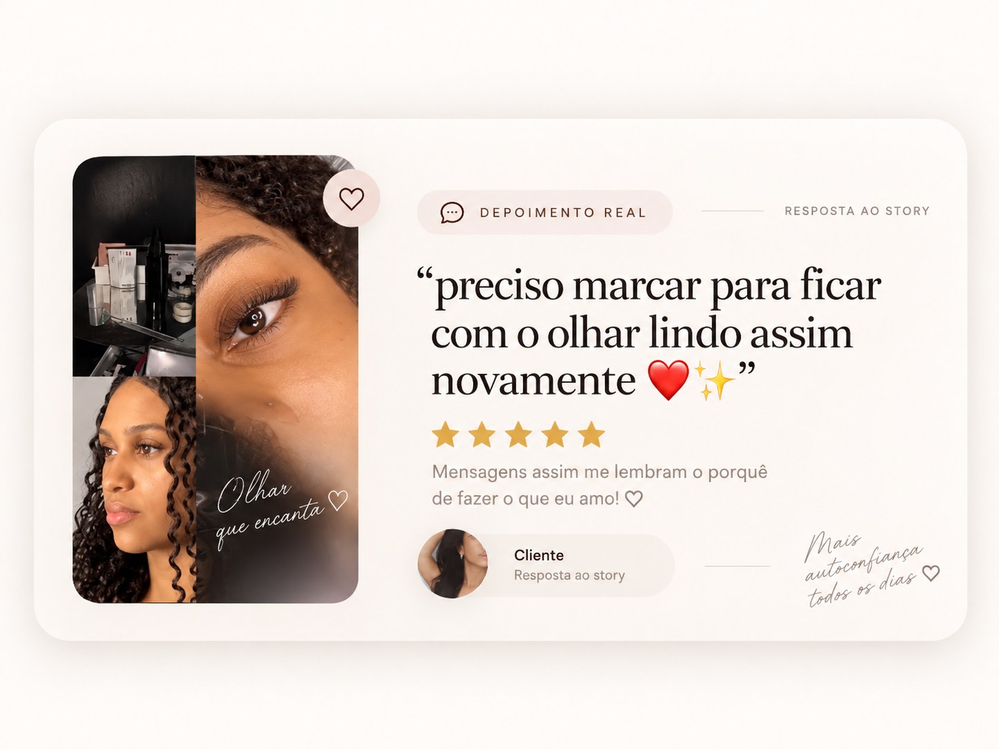 Avaliação de cliente: preciso marcar para ficar com o olhar lindo assim novamente ❤️✨