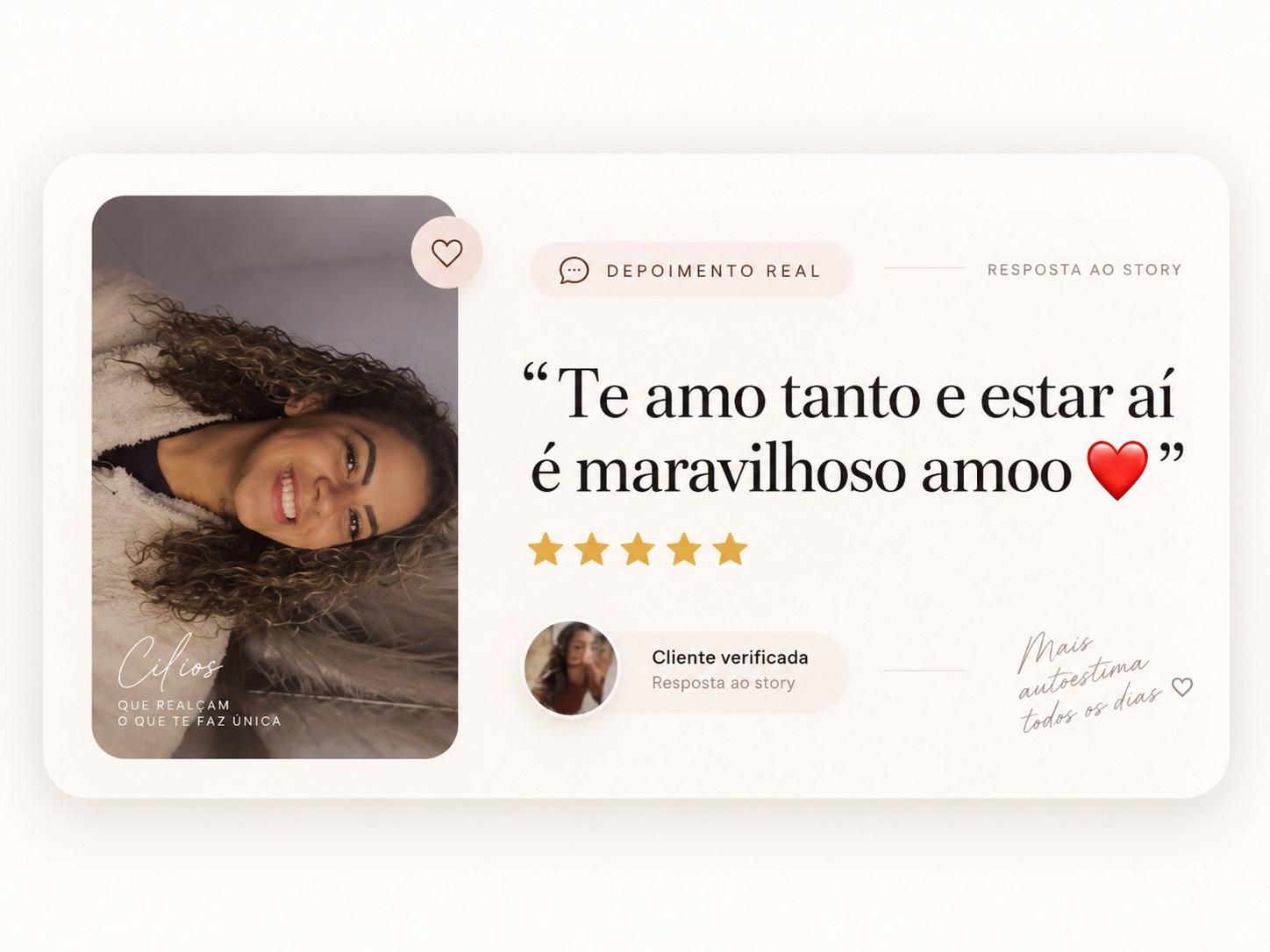 Avaliação de cliente: Te amo tanto e estar aí é maravilhoso amoo ❤️